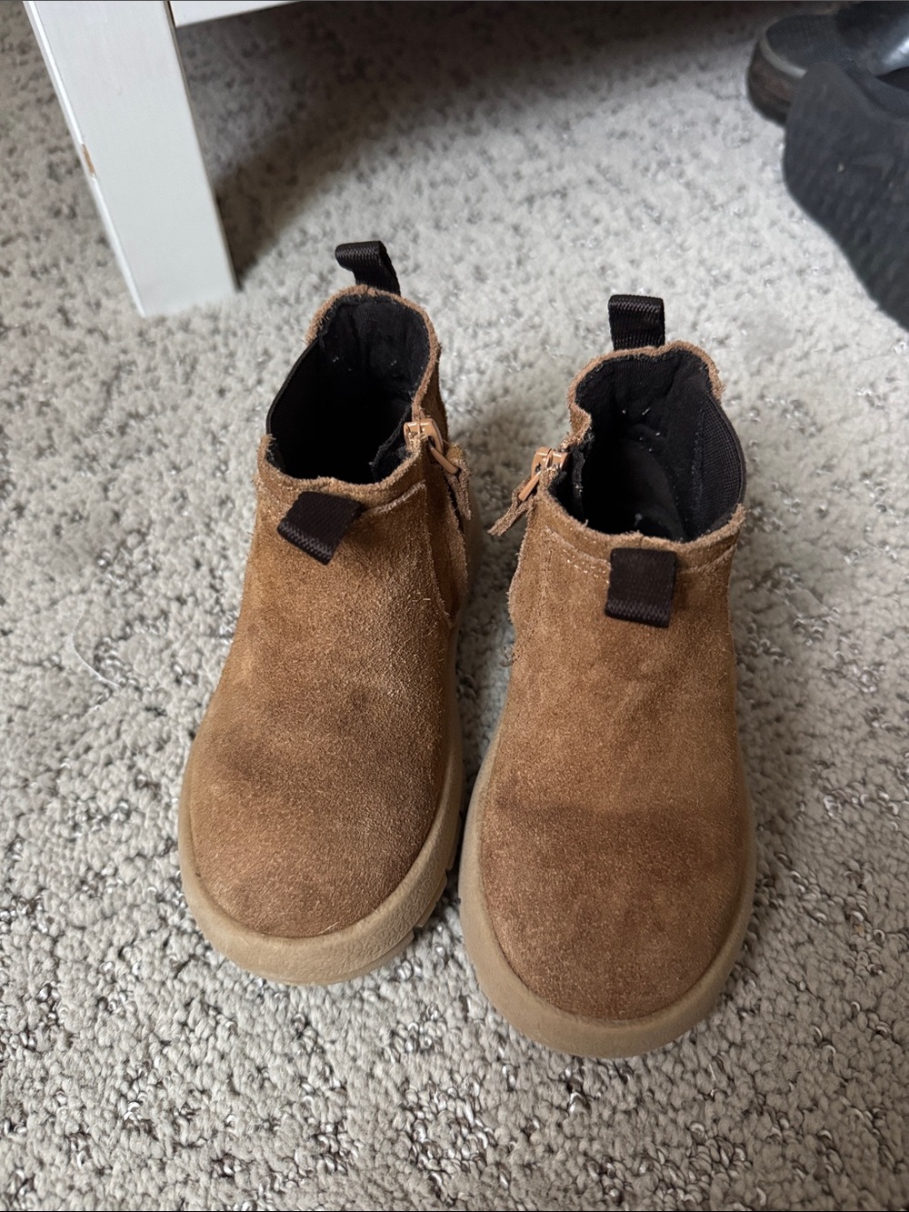 Zara Kids Suede Pull-On Ankle Boots in Brown